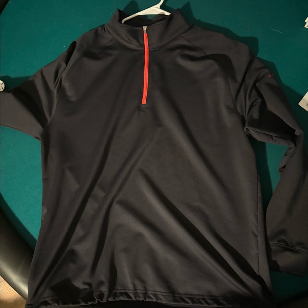 Black Quarter-Zip Pullover with Red Accent